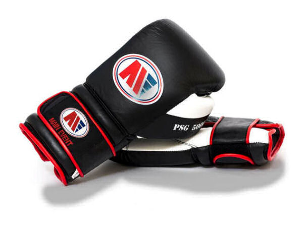 Main Event PSG 5000 Pro Spar Boxing Gloves Velcro Black White